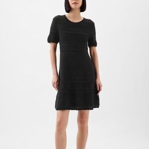 GAP Black Textured Crochet Mini Dress